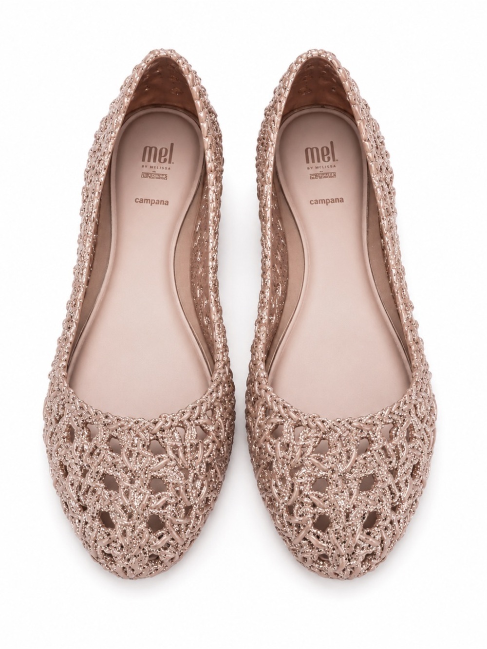 Melissa Campana Glitter Jelly Ballet Flats Pink Woven Shoes Girls Size 2